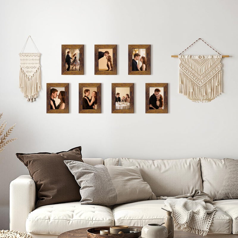 PETAFLOP 8x10 Picture Frame Rustic Brown Frames Fits 8 by 10 Inch Prints Wall Tabletop Display, 7 Pack - Image 4